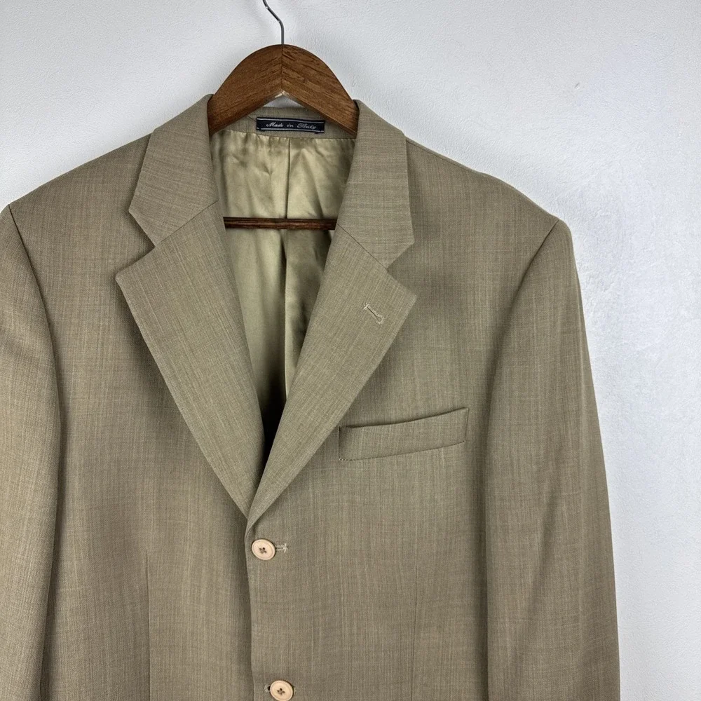 Bachrach Blazer Men's 40R Tan Beige 100%‎ Wool Sports  Made Coat In Italy Jacket